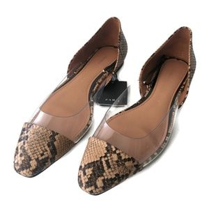 ZARA Snakeskin Print Vinyl Ballet Flats Size 9 NWT